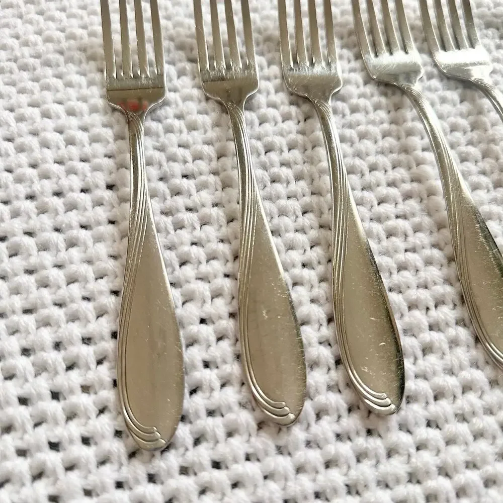 Oneida Stainless Camber Windswept Scroll Flatware 7 Salad Forks Replacements